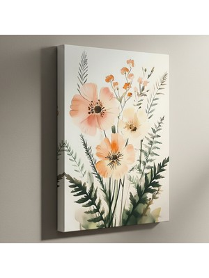 Mervolia Suluboya Şakayık ve Eğreltiotu Desenli Modern Sanat Tablosu