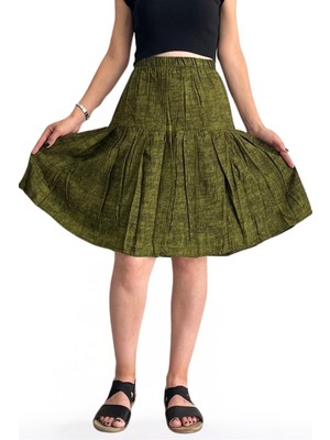 Viskon Kumaş Midi Boy Kadın Şort Etek