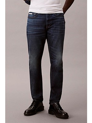 Erkek Slim Tapered Fit Termal Kumaşlı Jean Pantolon - Koyu Mavi