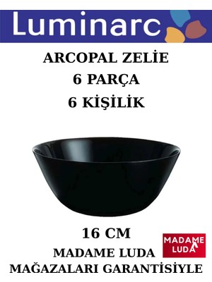 Arcopal Zelie Siyah 16 Cm.6 Kişilik 6 Adet Çorba & Salata & Meyve Kasesi