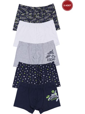 Erkek Çocuk Pamuklu 5'li Baskılı Boxer
