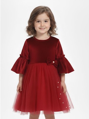 Kız Çocuk Elbise Noellik Kadife Kumaş