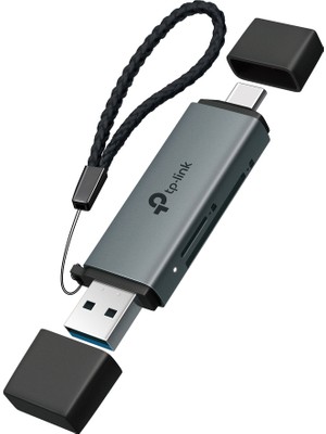 Tp-Link UA430D | USB 3.0 Type-C & Type-A Sd/microsd Kart Okuyucu | 5 Gbps Hız, Uhs-I 200 Mb/s, Çift Kart Eşzamanlı Okuma/yazma, 2tb’a Kadar Destek, Alüminyum Gövde, Tak-Çalıştır