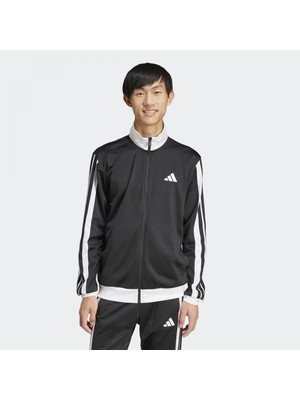 Adidas 3-Stripes Tricot Regular Fit Colorblock Erkek Siyah Sweatshirt - JI8838