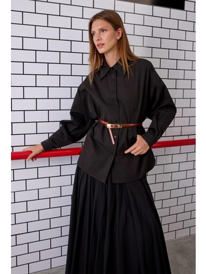 Çift Fleto Cepli Gömlek Siyah