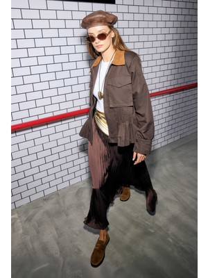 Nervürlü Kanvas Ceket Acı Kahve