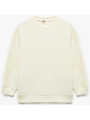 Pamuklu Uzun Kollu Bisiklet Yaka Basic Okul Sweatshirt