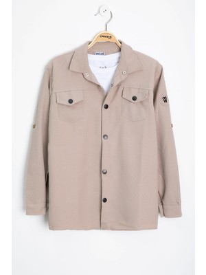 Bej Erkek Çocuk Jogger Gömlekli Tişörtlü 2li Takım 20402