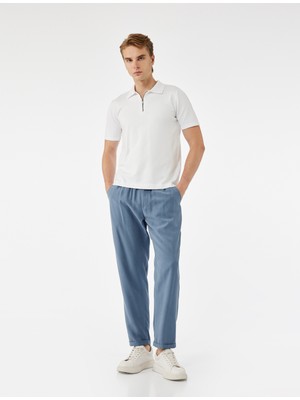 Viskon Cep Detaylı Rayon Tapered Beli Bağcıklı Pantolon