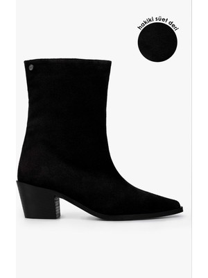 Kadın Glac Siyah Hakiki Süet Deri Bot