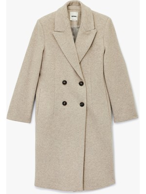 Cepli Uzun Kollu Kruvaze Düğmeli Kaşe Kaban