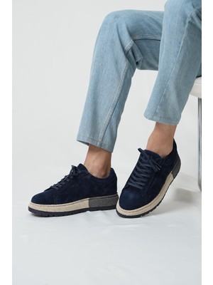 Grant Model Hakiki Deri El Yapımı Erkek Lacivert Sneaker