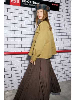 Nervürlü Kanvas Ceket Haki