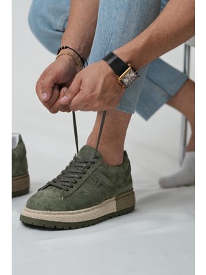 Grant Model Hakiki Deri El Yapımı Erkek Yeşil Sneaker