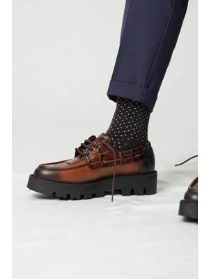 Garden Model Hakiki Deri El Yapımı Kahve Kroko Casual Ayakkabı