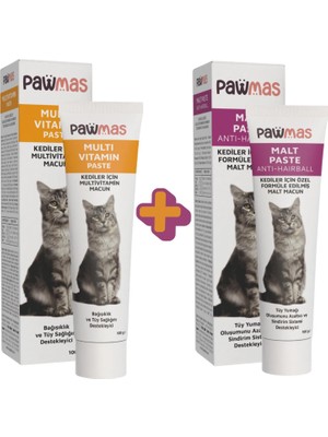 Pawmas Malt Paste (Anti Hairball)+Multi Vitamin Paste Kedi Macunu 100GR