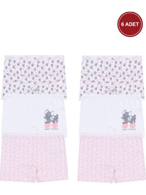 Kız Çocuk Pamuklu 6'lı Baskılı Boxer