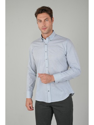 Bisse Yeşil Kareli Regular Fit Erkek Pamuk Gömlek GMEKS252162_E47