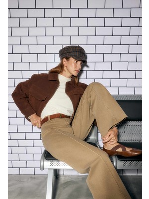 Kısa Süet Ceket Acı Kahve