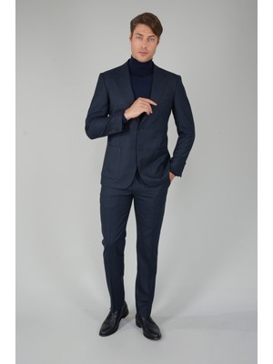 Bisse Erkek Mono Yaka Çift Yırtmaçlı 6 Drop Lacivert Takım Elbise PTK25K25204_D39