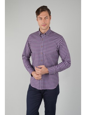 Bisse Erkek Uzun Kollu Reguar Fit Borda Kareli Gömlek GMEKS252020_E25