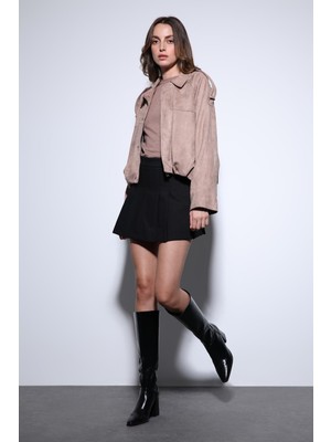 Antioch Vizon Süet Görünümlü Bomber Kadın Mont