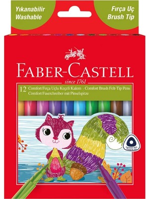 Faber-Castell Comfort FIRÇA UÇLU Keçeli Kalem Yıkanabilir 12 Renk