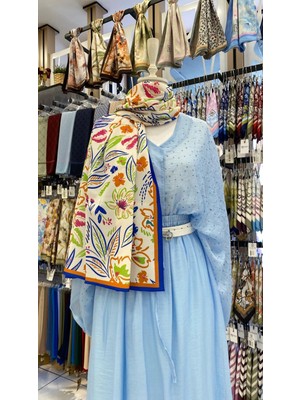 Botanik Desen Şal Mavi