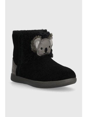 Ugg Koala Stuffie Siyah Çocuk Botu Yumuşak Peluş Astar ile Rahat ve Şık Tasarım