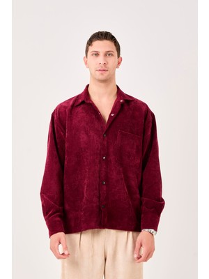 X-0002 Cep Detaylı Fitilli Kadife Gömlek