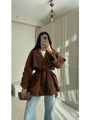Jena Oversize Kuşaklı Düğmeli Trençkot 2635