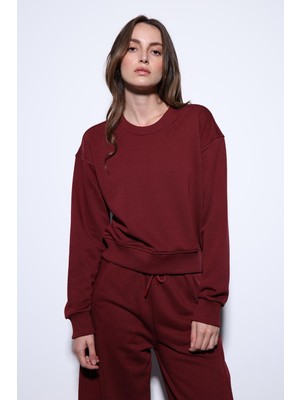 Antioch Bordo Basic Kadın Sweatshirt
