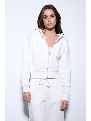 Antioch Ekru Kapüşonlu Kadın Sweatshirt