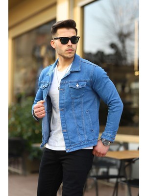 Comstar Erkek Slim Fit Denim Kot Ceket Pamuklu Cepli Günlük Stil Regular Fit