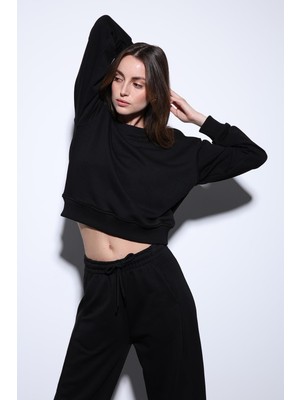 Antioch Siyah Basic Kadın Sweatshirt