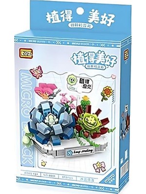 LZ-8831 Saksılı Buz Mavisi Kar Lotusu Çiçeği 370 Parça Block