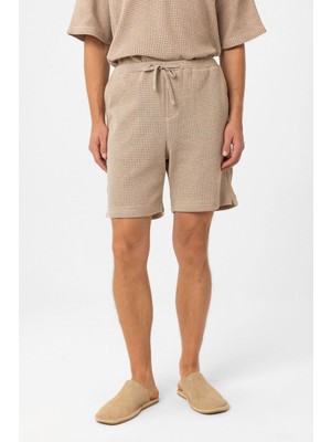 Antioch Bej Dokulu Relaxed Erkek Şort