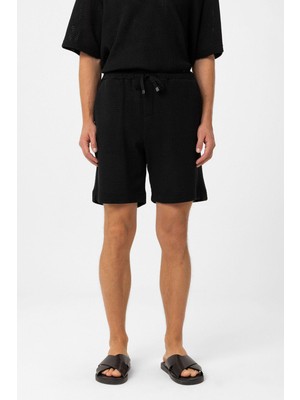 Antioch Siyah Dokulu Relaxed Erkek Şort