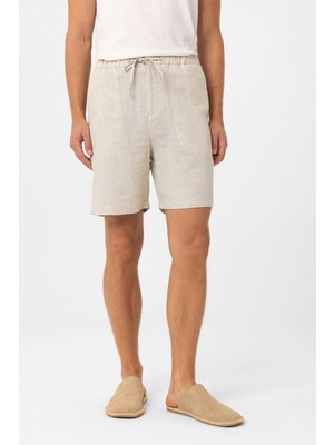 Antioch Taş Keten Karışımlı Erkek Şort