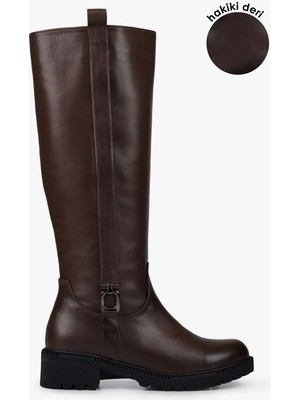 Kadın Frost Kahve Hakiki Deri Çizme