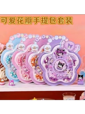 baytoptan Sanrio Benim Melodi Kuromi Cinnamoroll Karikatür Sevimli Boncuklu Bilezik Tırnak Etiket Seti 10 Adet