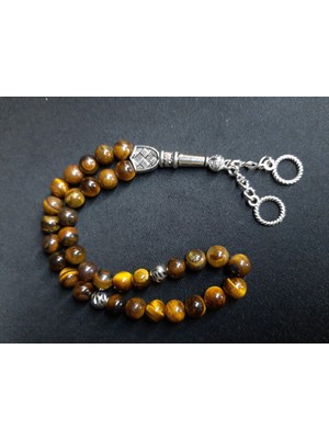 Mryart Kahverengi Kaplan Gözü Doğal Taş Tesbih Tarz Tasarım