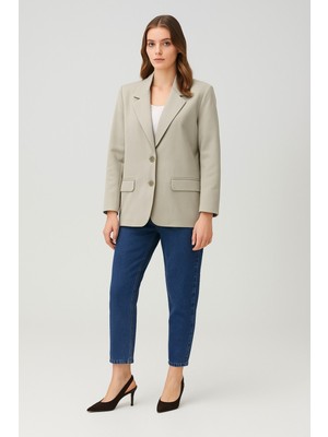 Regular Astarlı Dokuma Blazer Ceket