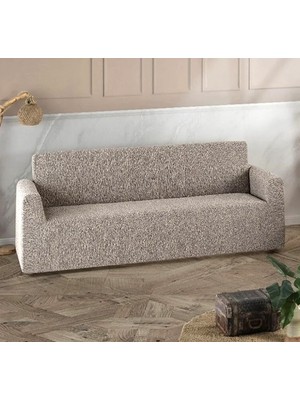 Altın Kelebek Jakarlı Streç Kaplama Maxi Takım Koltuk Örtüsü (3+3+1+1)-Sütlü Kahve