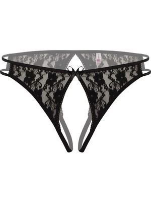 Ağı Açık Büyük Beden Siyah Fantazi Külot