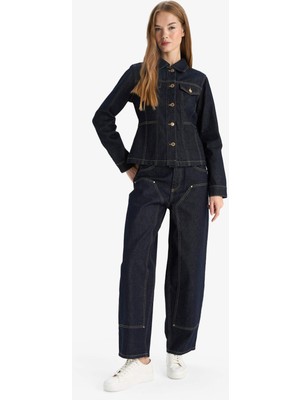 DeFacto %100 Pamuk Barrel Fit Yüksek Bel Jean Pantolon G1406AX25WN