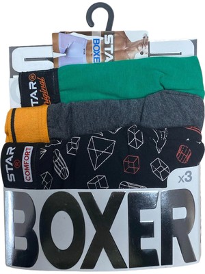 Star 105 Desenli Jakar Erkek  3'lü Kemer Boxer