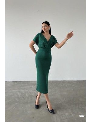 Moda Feminen Viola Inci Detay  Elbise Yeşil 582167