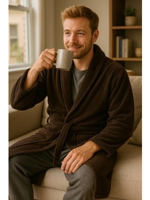 Lucy and Home Polar Kadın Sabahlık – Yumuşak Örme Kumaşlı, Şal Yakalı, Kuşaklı ve Şık Rahat Ev Giyim Modeli