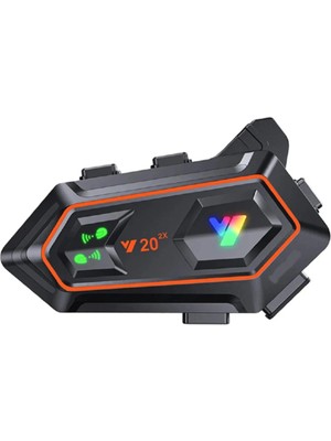 Y20 2x 1000M Telsiz Mesafeli 2 Kişi Bağlantılı Bluetooth Kask Kulaklık Fenerli Intercom